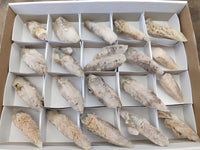 Natural Drusy Quartz Coated Spearhead Calcite Crystals x 20 From Albert's Mountain, Lesotho