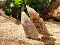 Natural Drusy Quartz Coated Spearhead Calcite Crystals x 20 From Albert's Mountain, Lesotho