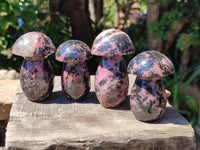 Polished Rhodonite Mushrooms x 6 From Ambindavato, Madagascar