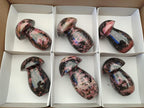 Polished Rhodonite Mushrooms x 6 From Ambindavato, Madagascar - Toprock Gemstones and Minerals 