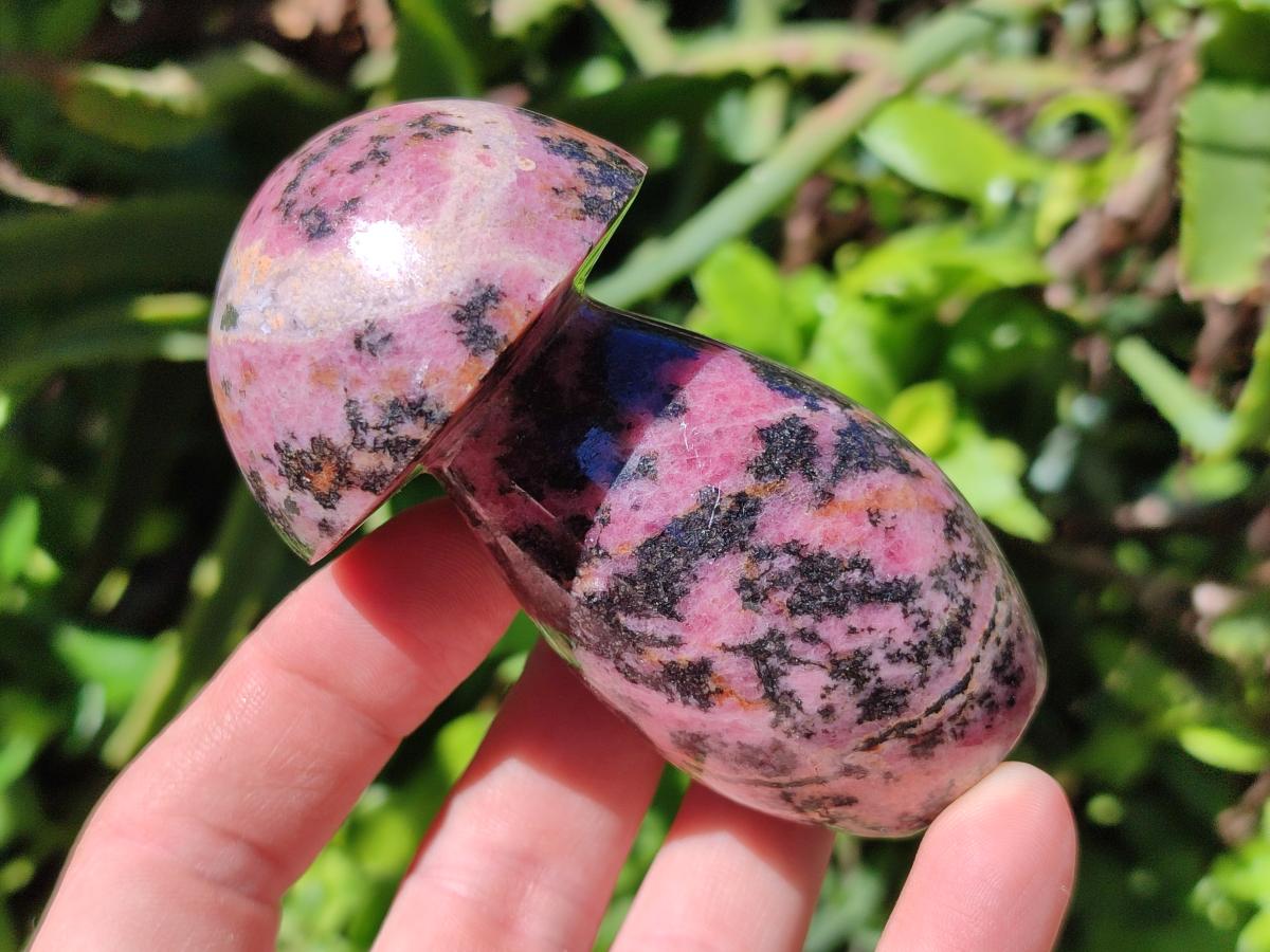Polished Rhodonite Mushrooms x 6 From Ambindavato, Madagascar - Toprock Gemstones and Minerals 