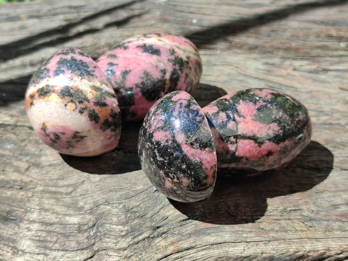 Polished Rhodonite Mushrooms x 6 From Ambindavato, Madagascar - Toprock Gemstones and Minerals 