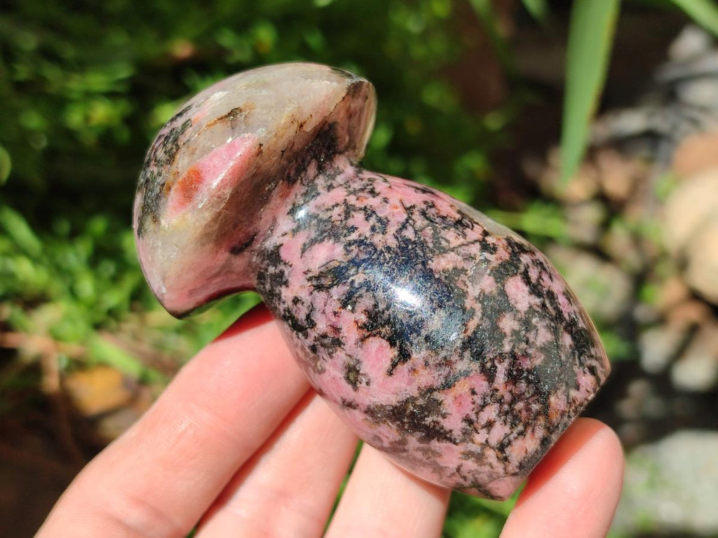 Polished Rhodonite Mushrooms x 6 From Ambindavato, Madagascar - Toprock Gemstones and Minerals 