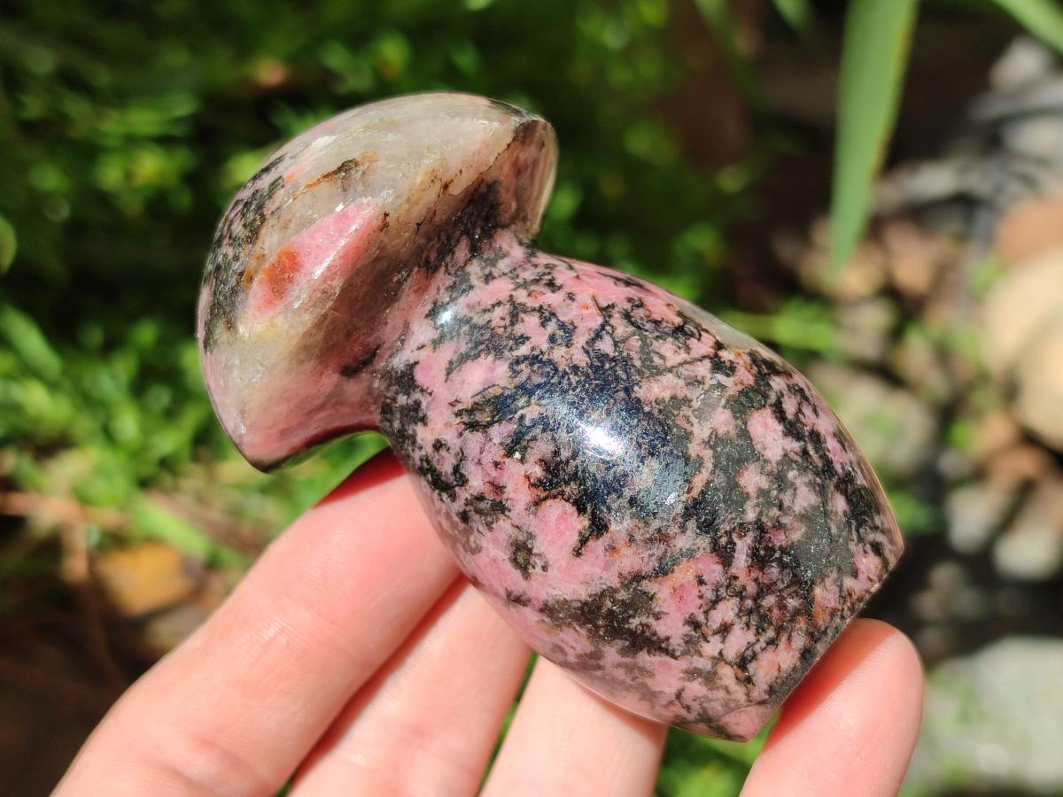 Polished Rhodonite Mushrooms x 6 From Ambindavato, Madagascar