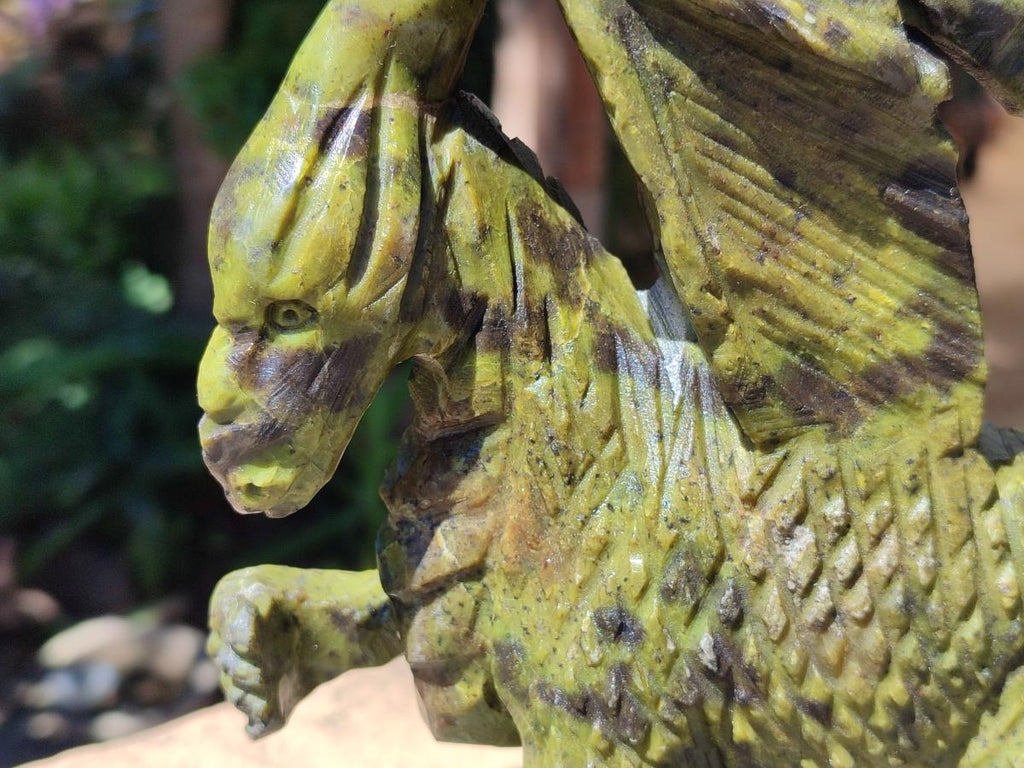 Hand Made Leopard Stone Welsh Dragon Carving x 1 From Zimbabwe