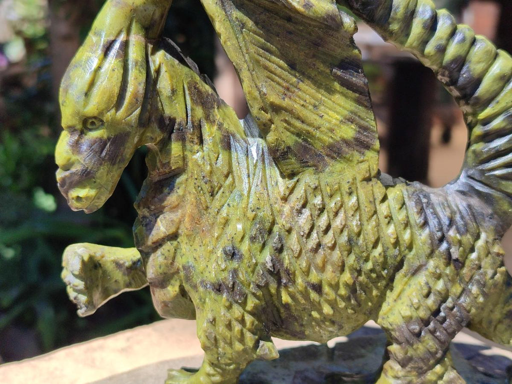 Hand Made Leopard Stone Welsh Dragon Carving x 1 From Zimbabwe