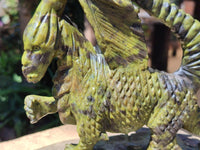 Hand Made Leopard Stone Welsh Dragon Carving x 1 From Zimbabwe