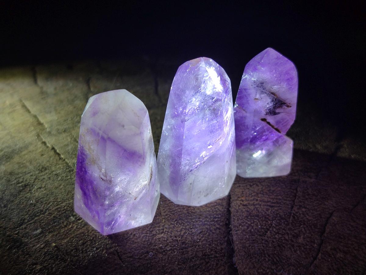 Polished Window Amethyst Crystals x 20 From Akansobe, Madagascar