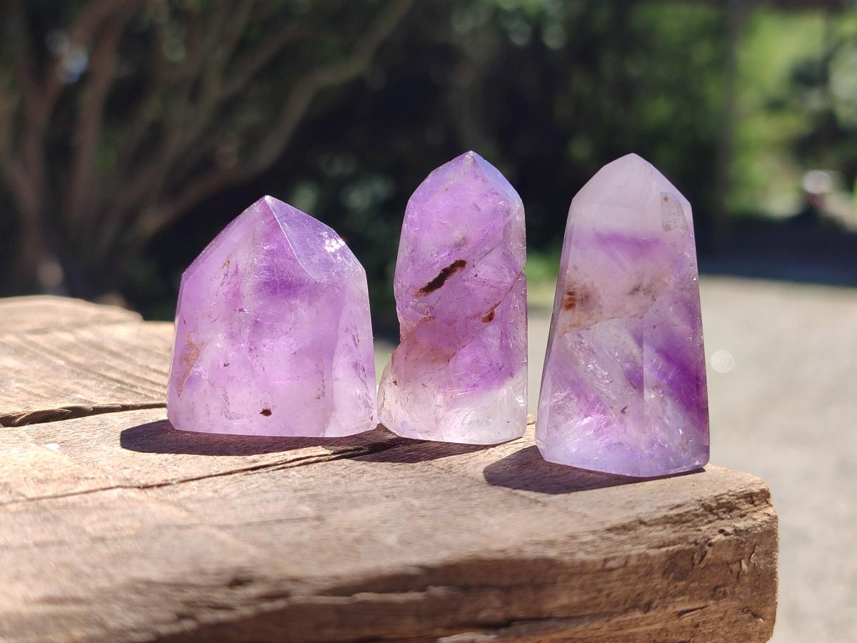 Polished Window Amethyst Crystals x 20 From Akansobe, Madagascar