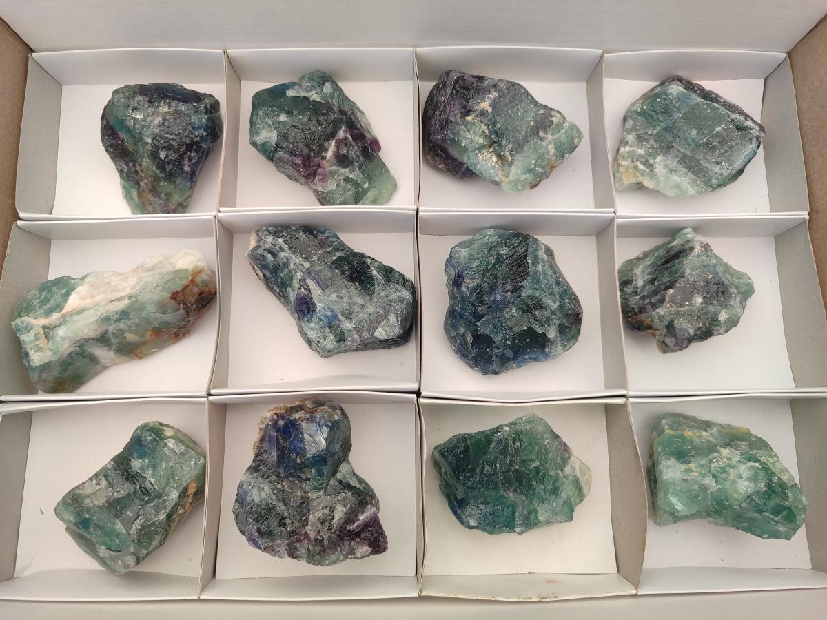Natural Watermelon Fluorite Cobbed Specimens x 12 From Uis, Namibia