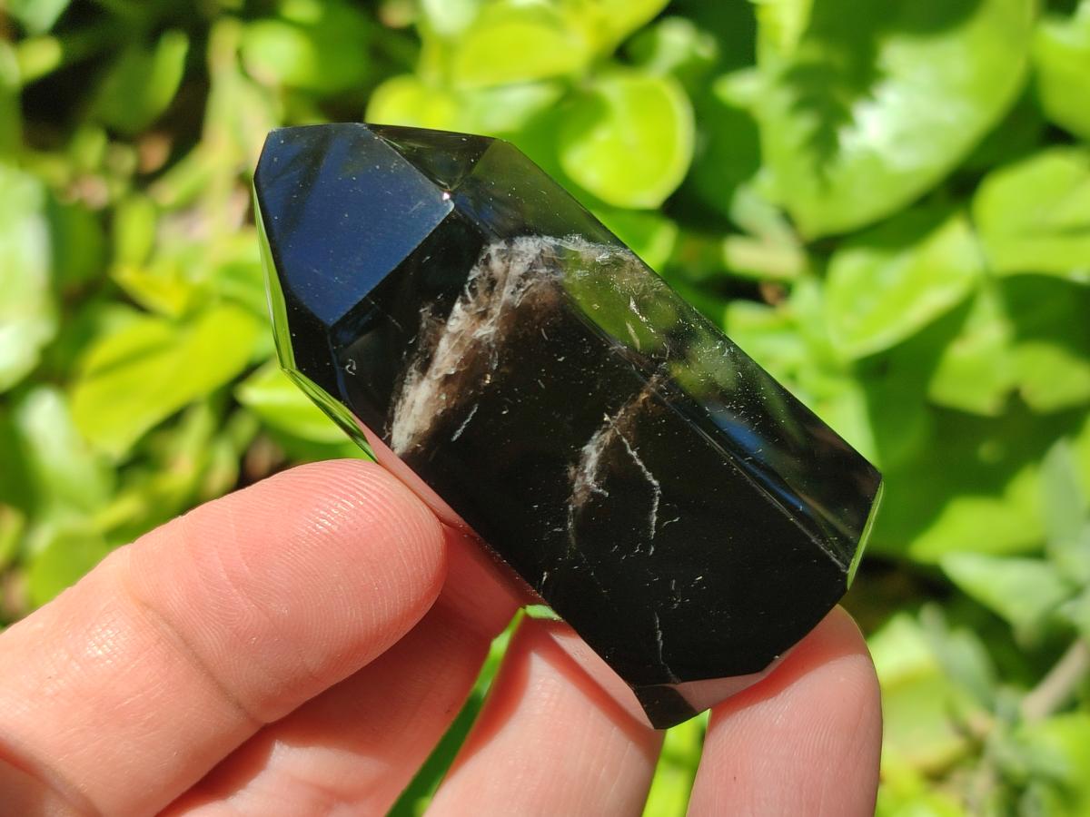 Polished Smokey Window Quartz Crystals x 12 From Madagascar