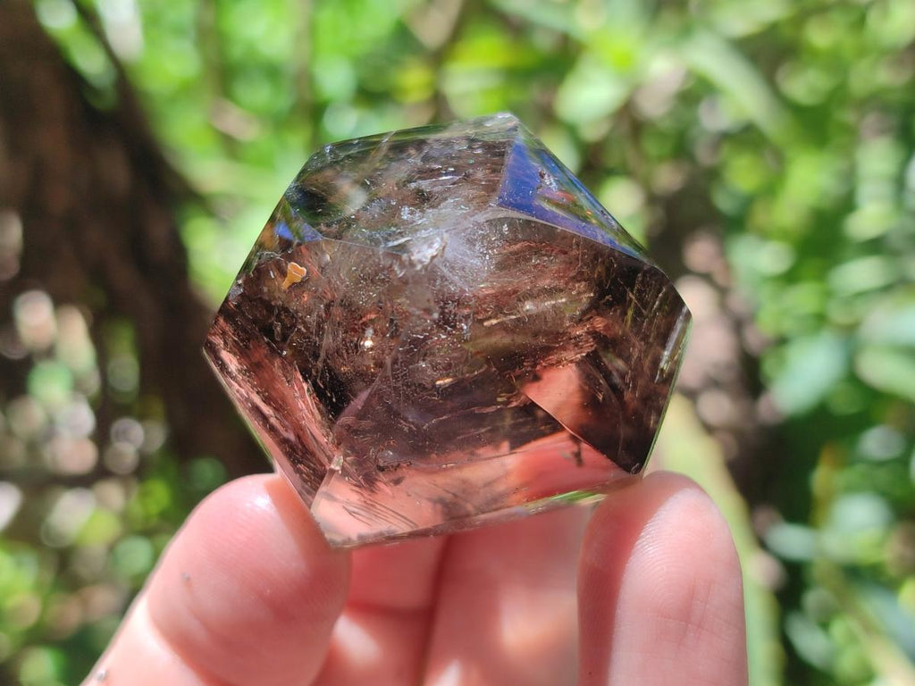 Polished Smokey Window Quartz Crystals x 12 From Madagascar