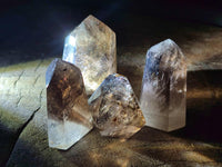 Polished Smokey Window Quartz Crystals x 12 From Madagascar