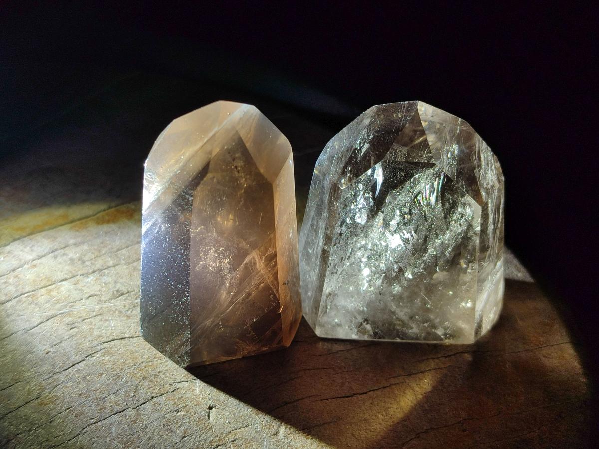 Polished Smokey Window Quartz Crystals x 12 From Madagascar