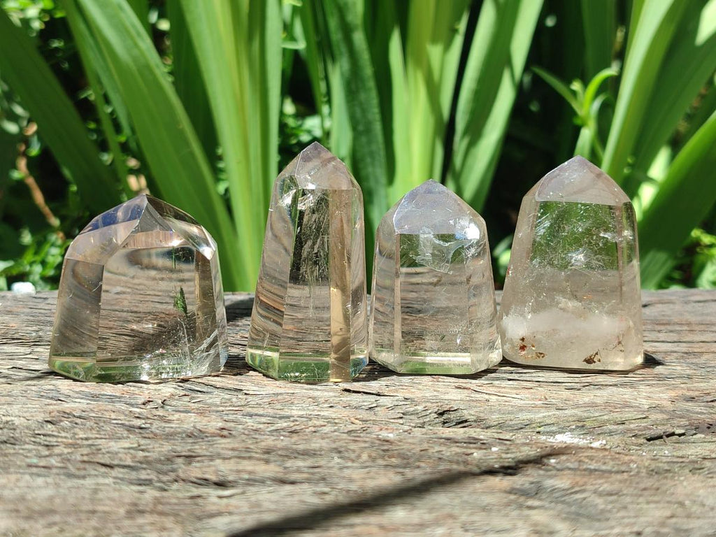 Polished Smokey Window Quartz Crystals x 12 From Madagascar