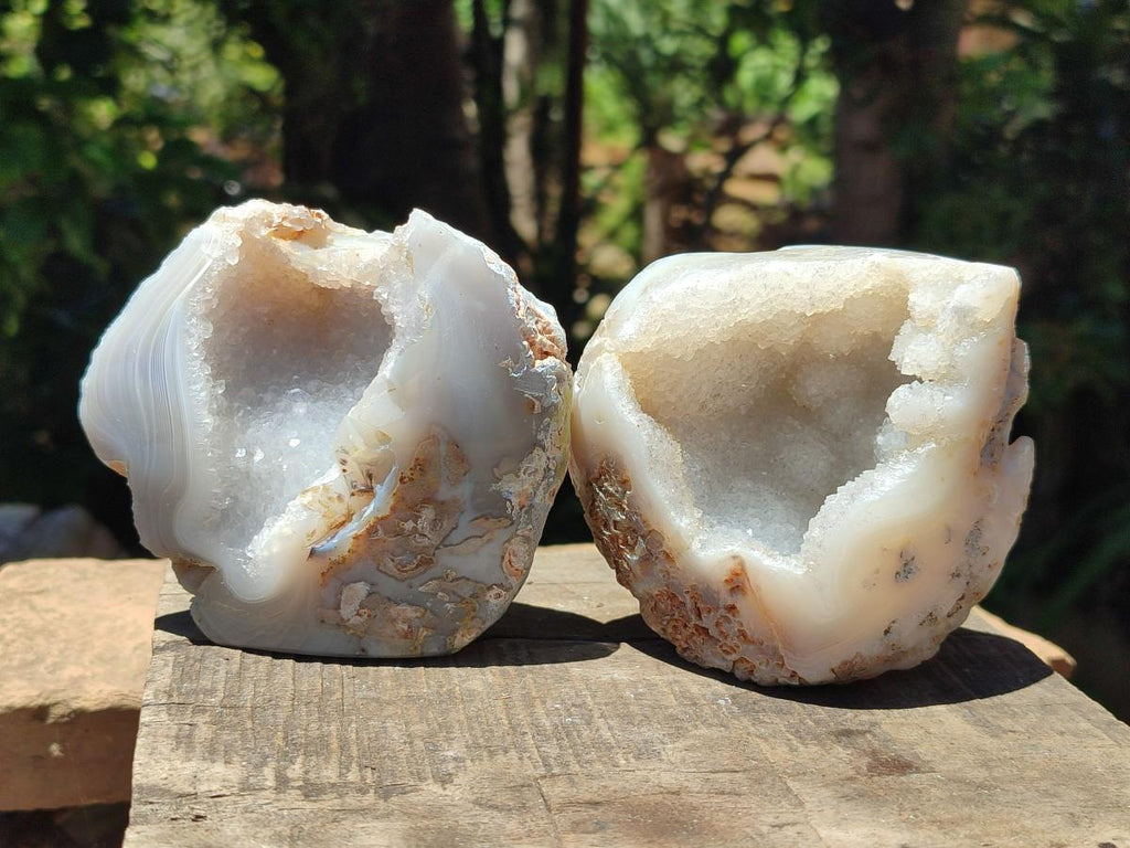 Polished Agate With Crystalline Geodes x 6 From Maintirano, Madagascar
