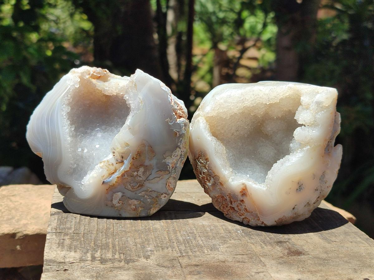 Polished Agate With Crystalline Geodes x 6 From Maintirano, Madagascar