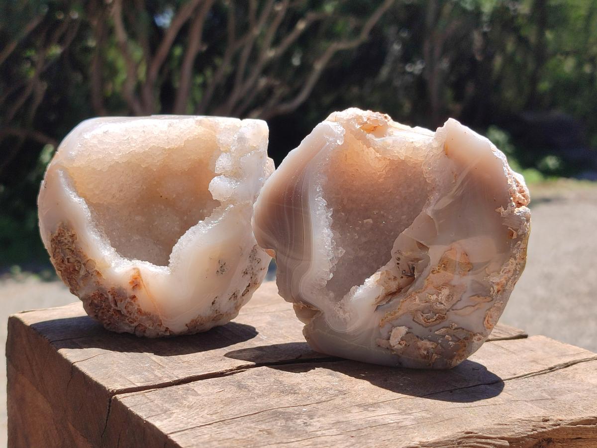 Polished Agate With Crystalline Geodes x 6 From Maintirano, Madagascar