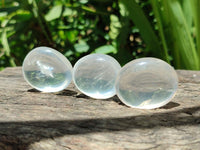 Polished Girasol Pearl Quartz Palm Stones x 35 From Ambatondrazaka, Madagascar