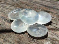 Polished Girasol Pearl Quartz Palm Stones x 35 From Ambatondrazaka, Madagascar