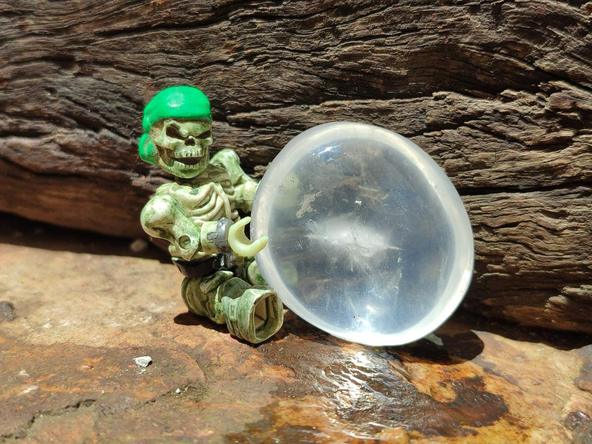 Polished Girasol Pearl Quartz Palm Stones x 35 From Ambatondrazaka, Madagascar