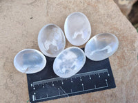 Polished Girasol Pearl Quartz Palm Stones x 35 From Ambatondrazaka, Madagascar