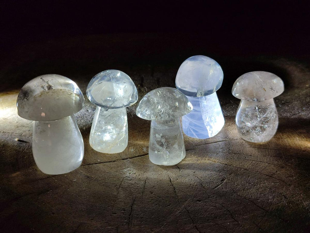Polished Clear Quartz and Girasol Quartz Mushrooms x 20 From Madagascar