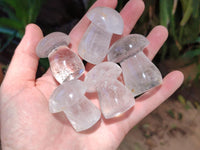 Polished Clear Quartz and Girasol Quartz Mushrooms x 20 From Madagascar
