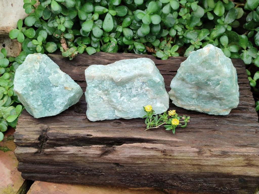 Natural Cobbed Aquamarine Specimens x 3 From Northern Cape, South Africa