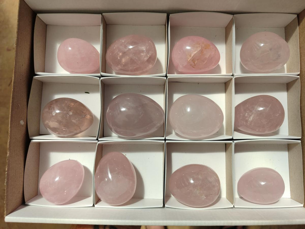 Polished Gemmy Rose Quartz Eggs x 12 From Madagascar