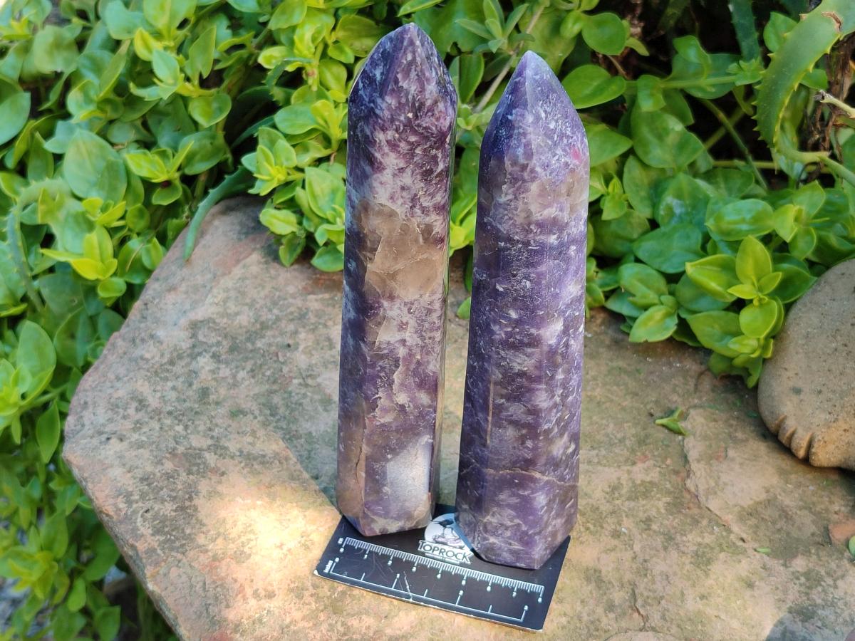 Polished Lepidolite Towers x 3 From Ambatondrazaka, Madagascar