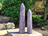 Polished Lepidolite Towers x 3 From Ambatondrazaka, Madagascar