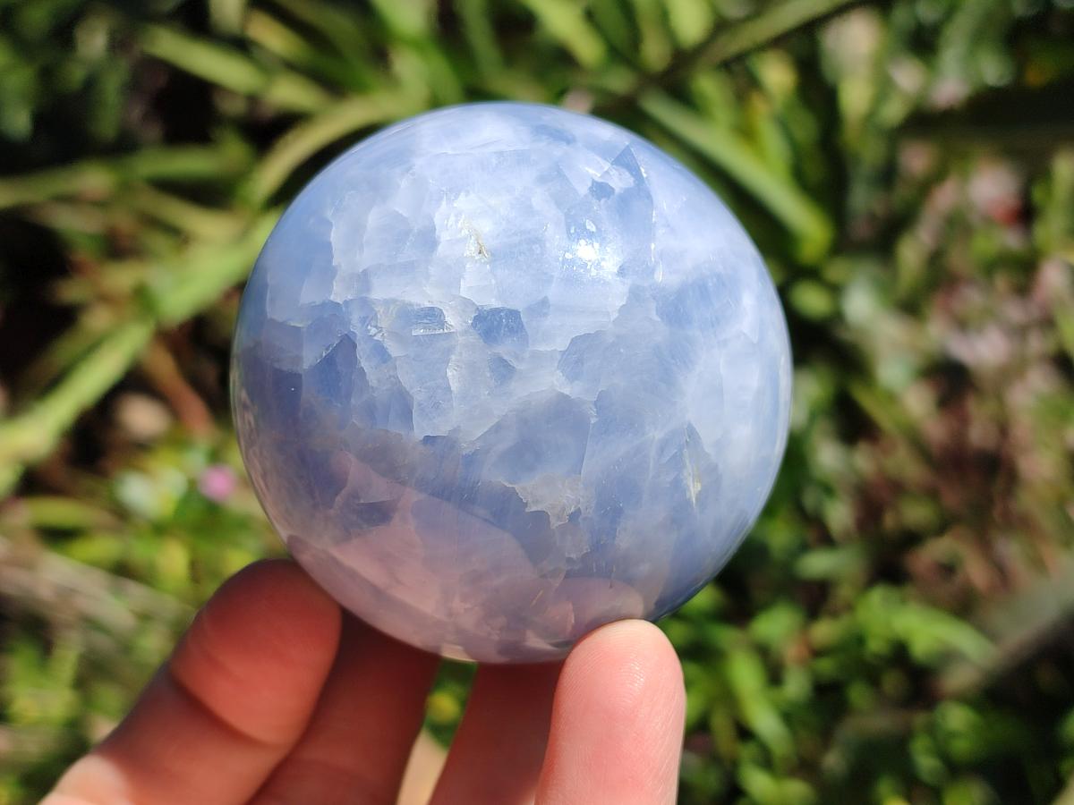 Polished Blue Calcite Spheres x 4 From Madagascar