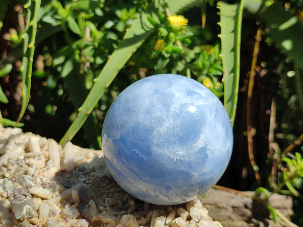 Polished Blue Calcite Spheres x 4 From Madagascar