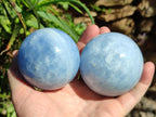 Polished Blue Calcite Spheres x 4 From Madagascar