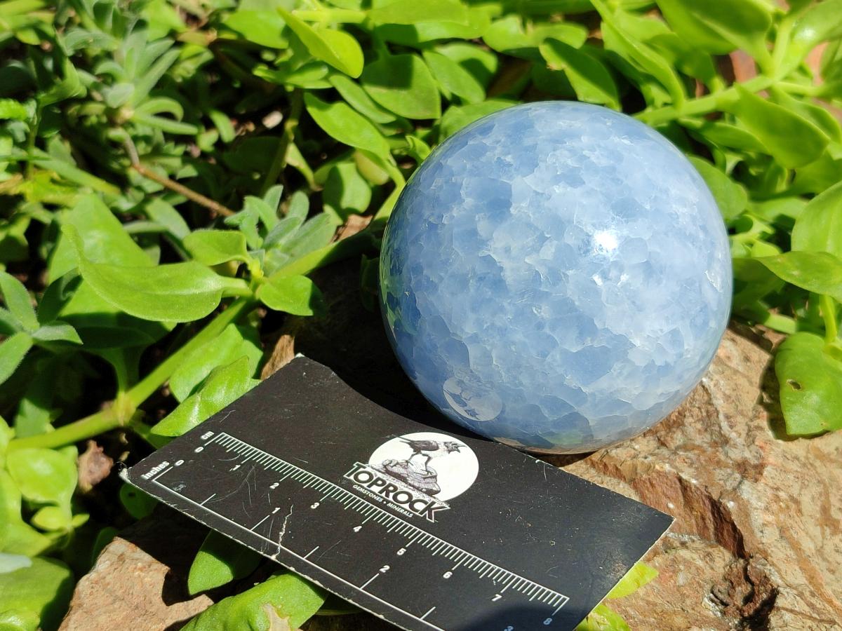 Polished Blue Calcite Spheres x 4 From Madagascar
