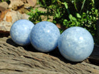 Polished Blue Calcite Spheres x 4 From Madagascar