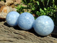 Polished Blue Calcite Spheres x 4 From Madagascar
