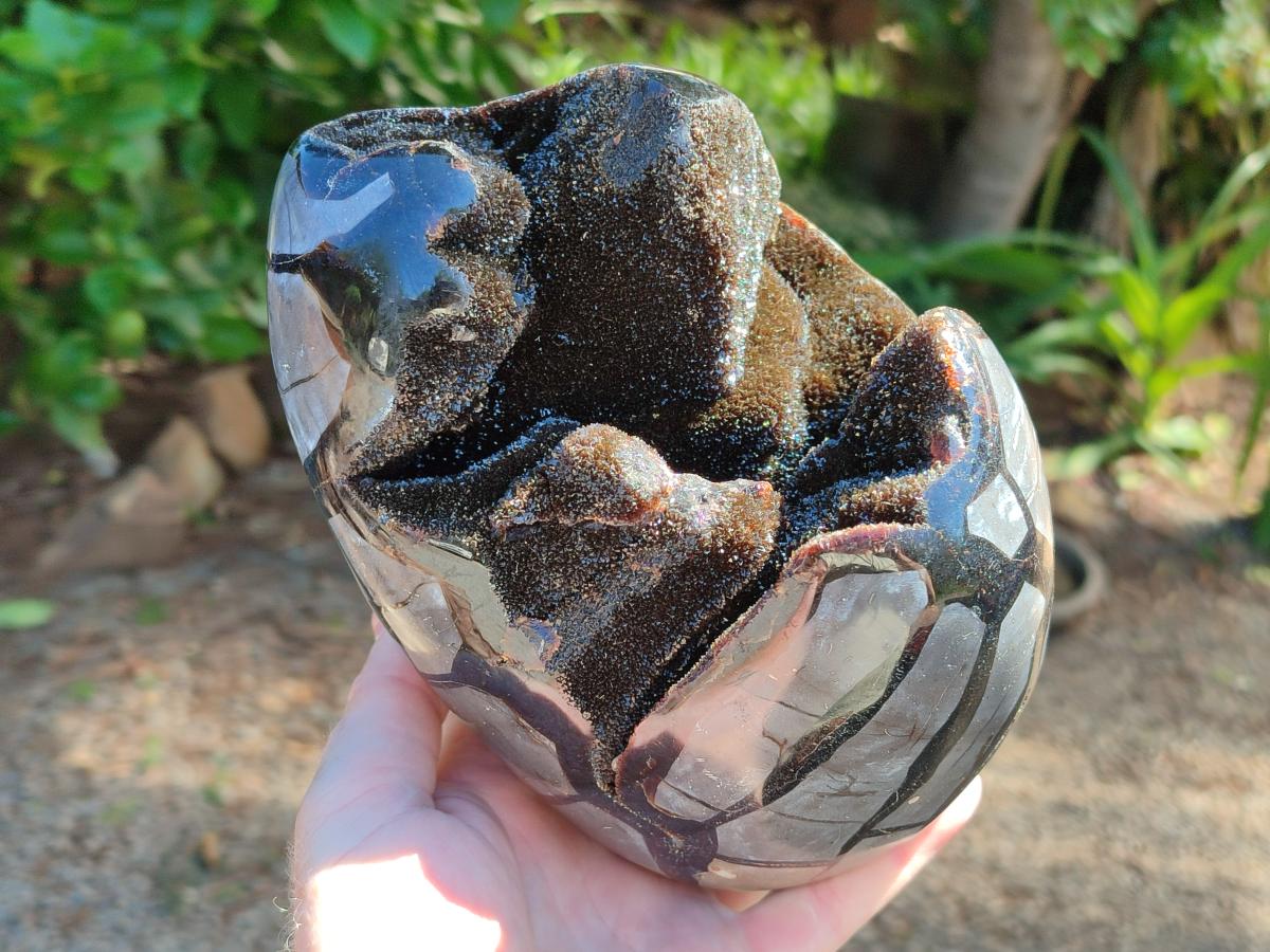 Polished Septerye Sauvage "Dragons Egg" Geode Standing Free Form x 1 From Mahajanga, Madagascar