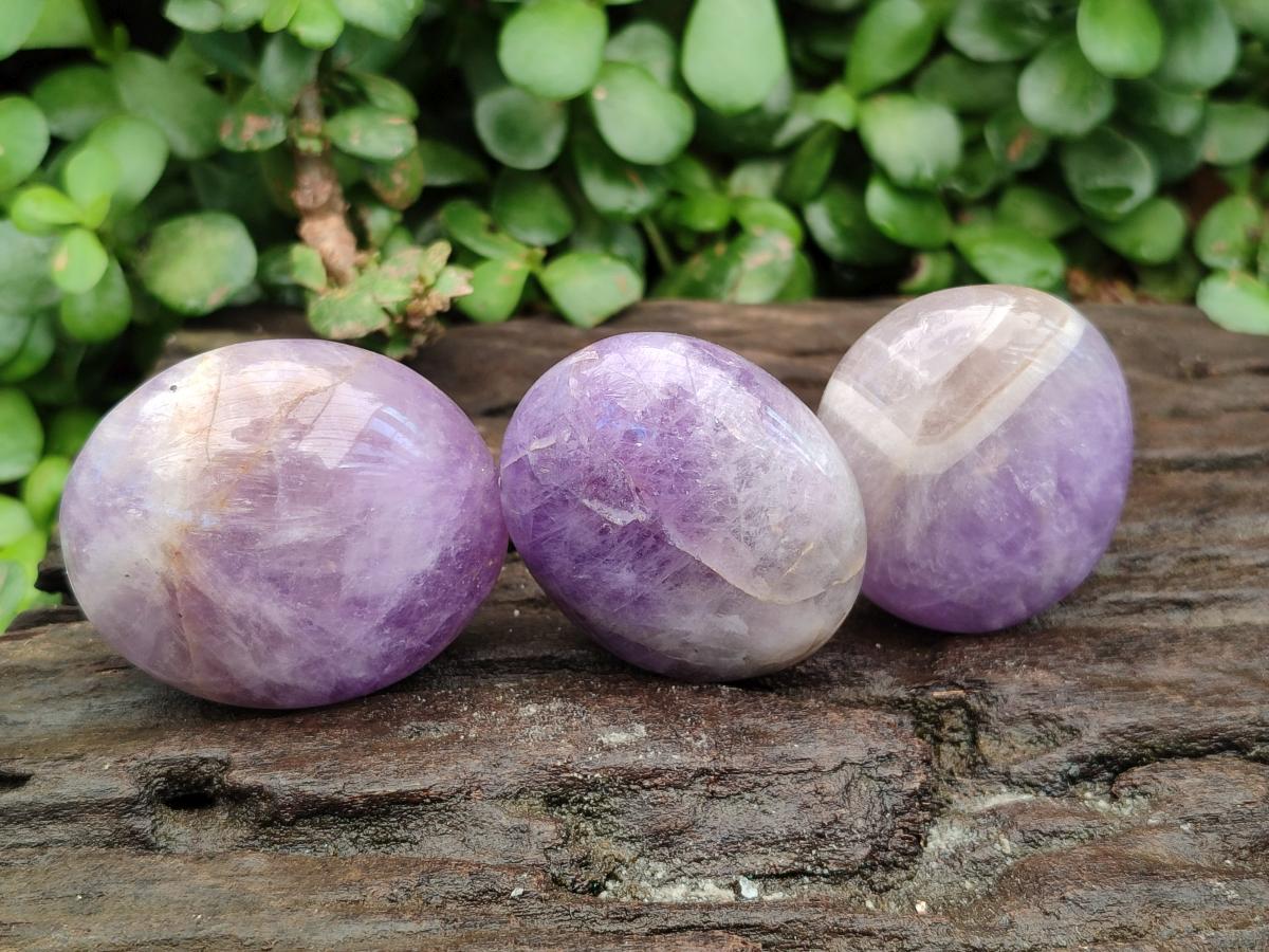 Polished Chevron Amethyst Palm Stones x 20 From Madagascar
