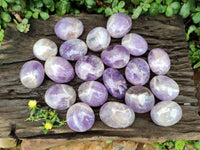 Polished Chevron Amethyst Palm Stones x 20 From Madagascar