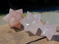 Hand Made Gemmy Rose Quartz Merkabah x 3 From Madagascar