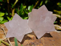 Hand Made Gemmy Rose Quartz Merkabah x 3 From Madagascar