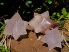 Hand Made Gemmy Rose Quartz Merkabah x 3 From Madagascar
