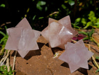 Hand Made Gemmy Rose Quartz Merkabah x 3 From Madagascar