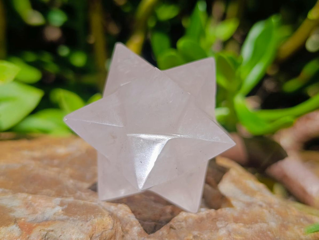 Hand Made Gemmy Rose Quartz Merkabah x 3 From Madagascar