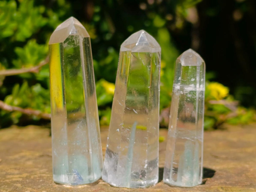 Polished Clear Quartz Crystals with Inclusions x 24 From Mandoto, Madagascar