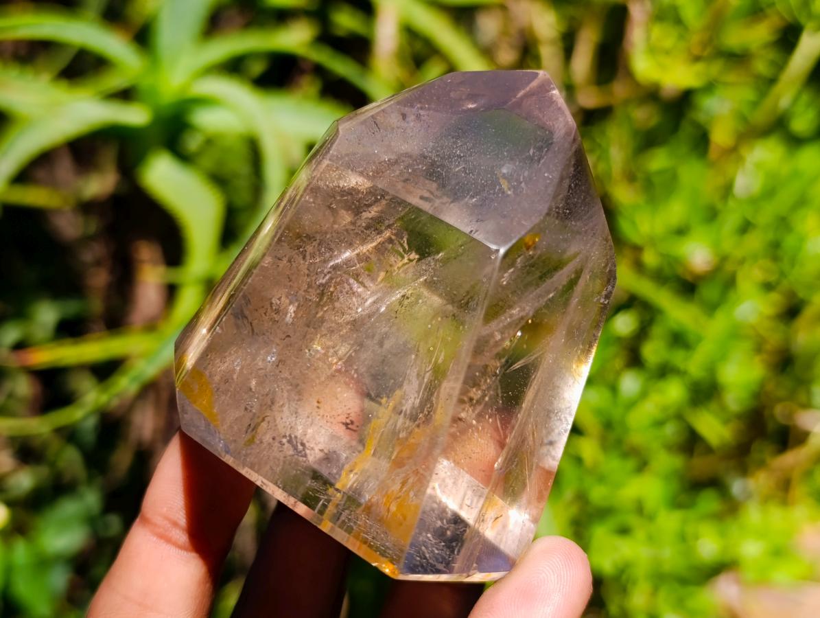 Polished Smokey Window Quartz Crystals x 4 From Madagascar