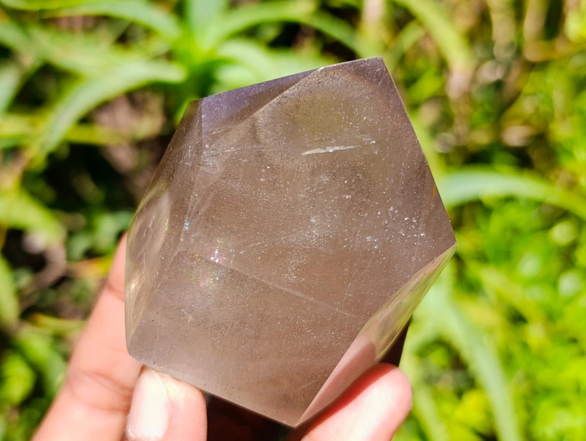 Polished Smokey Window Quartz Crystals x 4 From Madagascar