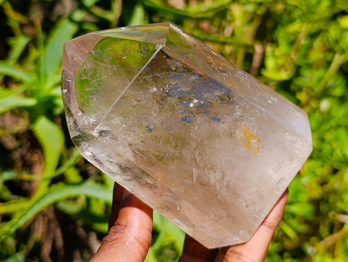 Polished Smokey Window Quartz Crystals x 4 From Madagascar